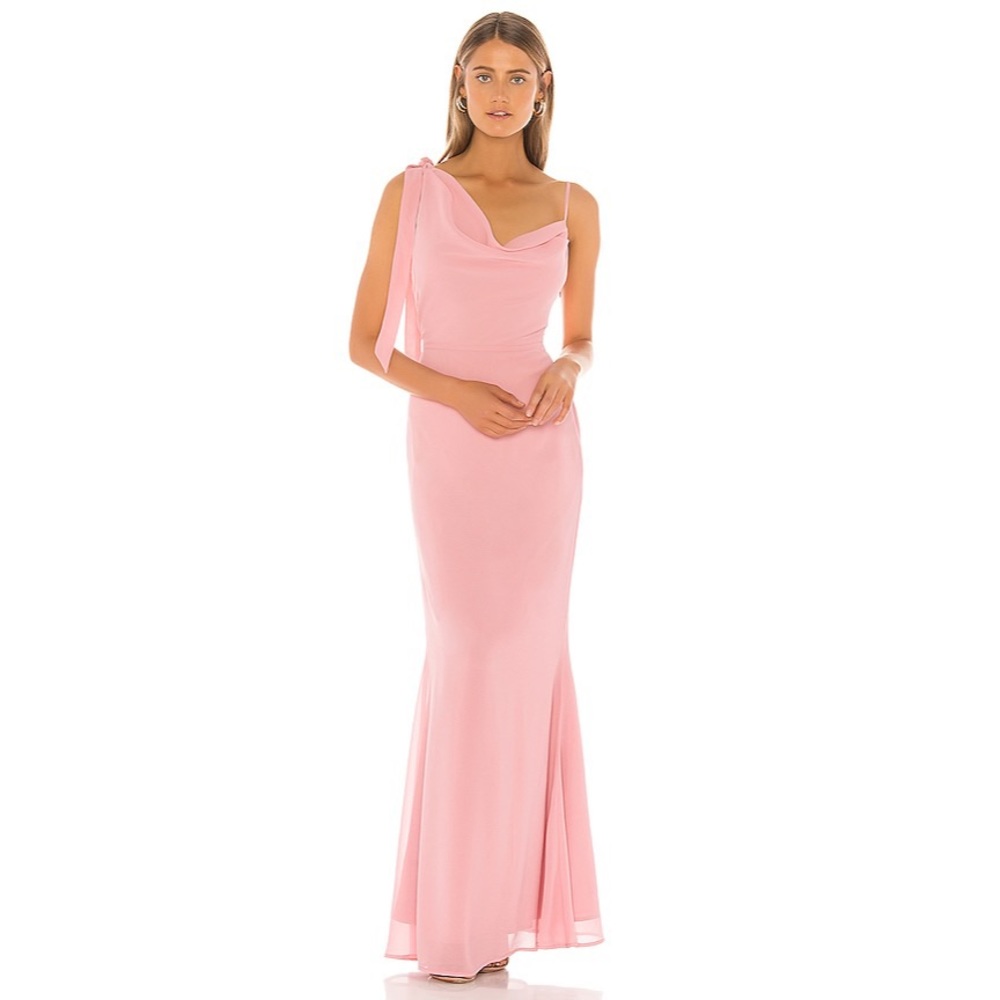 NBD x Revolve Pink Never Enough Cowl Neck Gown